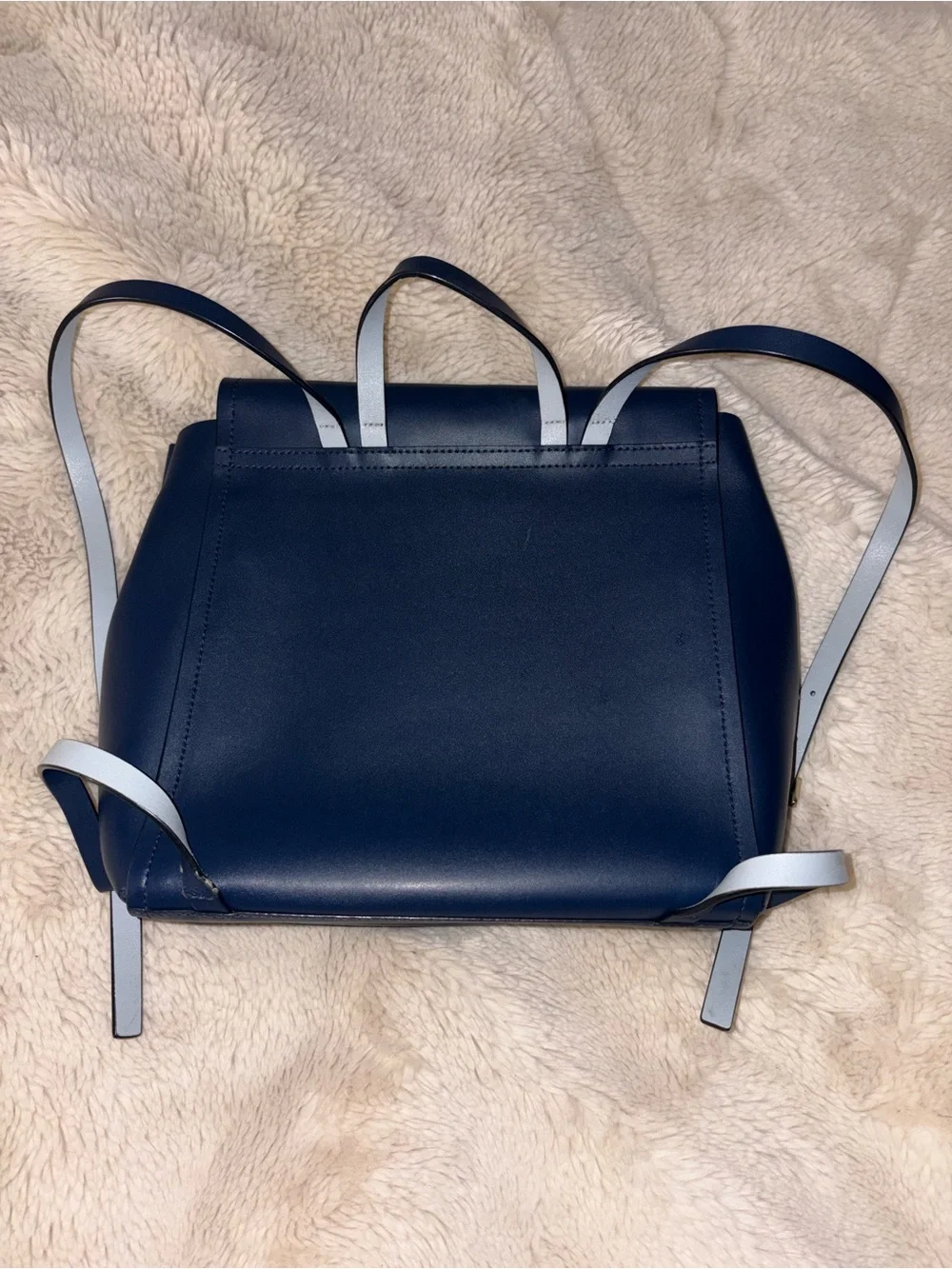 Kate Spade Navy Leather Backpack with Light Blue Straps